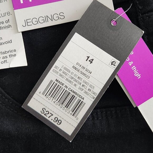 Mossimo Mid-Rise Jeggings in black, size 14 - Picture 4 of 4